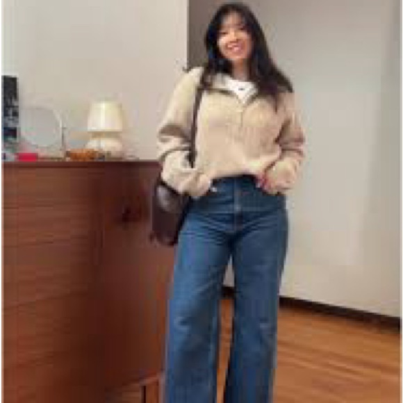 EVERLANE  Felted Merino Half-Zip Sweater DEEP CAMEL Size S - Picture 11 of 11